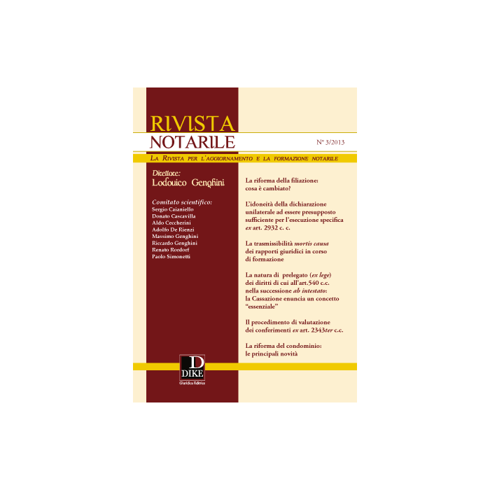 Rivista Notarile (2013) -  - Dike Giuridica Editrice - 9788858202432