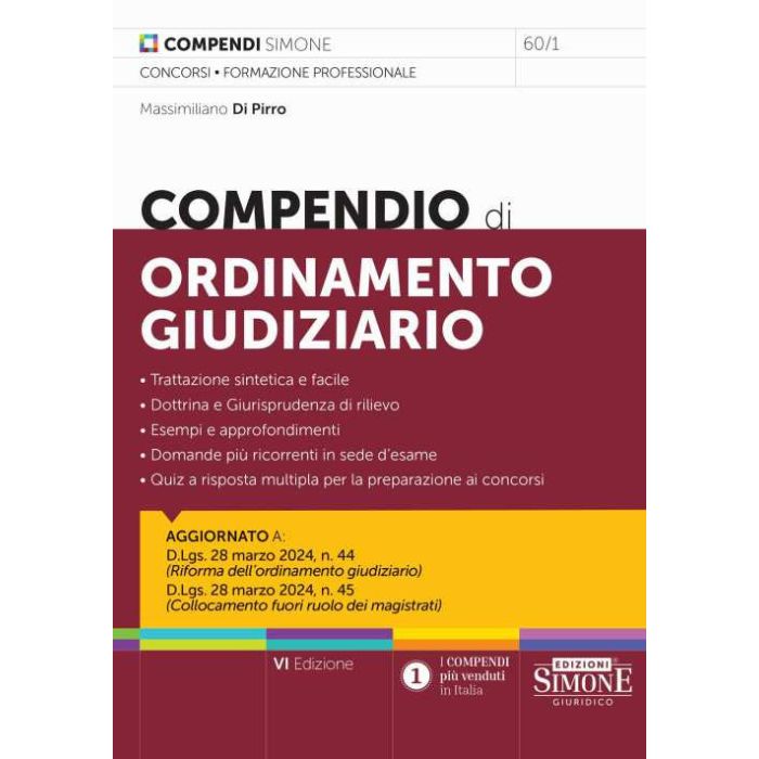 Compendio di ordinamento giudiziario 2024 edizioni simone Compendio di ordinamento giudiziario 2024 edizioni simone