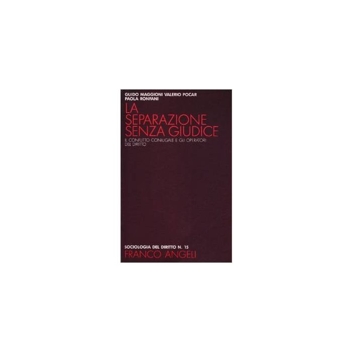 La Separazione Senza Giudice. Il Conflitto Coniugale E Gli Operatori Del Diritto - Maggioni Guido; Pocar Valerio; Ronfani Paola - Franco Angeli - 9788820430573
