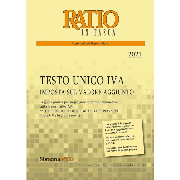 Testo unico iva 2021 ratio in tasca centro studi castelli Testo unico iva 2021 ratio in tasca centro studi castelli