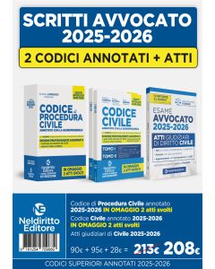 Kit codice civile e codice di procedura civile annotato con la giurisprudenza per l'esame di avvocato 2025-2026 + Atti di diritto civile 2025