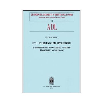 E Tu Lavorerai Come Apprendista. L' Apprendistato Da Contratto «Speciale» A  Contratto «Quasi Unico» - Carinci Franco - Cedam - 9788813314538
