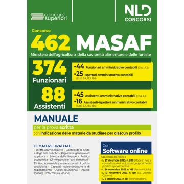 Concorso 462 MASAF. Manuale con le materie comuni ai vari profili. Ministero dell'Agricoltura, della sovranità alimentare e delle foreste. Con espansione online