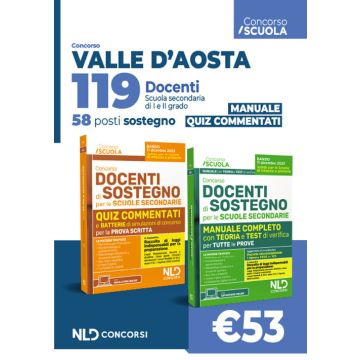 Concorso 119 docenti Valle d'Aosta. 58 posti Sostegno. Manuale + Quiz