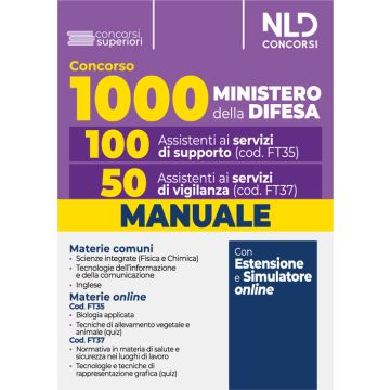 Concorso 1000 assistenti Ministero della Difesa. 100 assistenti ai servizi di supporto e 50 assistenti ai servizi di vigilanza. Con espansione online