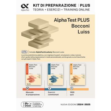 Alpha Test plus Bocconi e Luiss. Kit completo di preparazione con training on line. Con AlphaTestAcademy. Con MyDesk - Corsi di Economia Cattolica e Liuc. Per l'ammissione alla facoltà 2024/2025