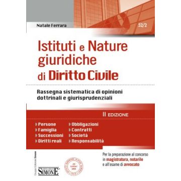 Istituti E Nature Giuridiche Di Diritto Civile. Rassegna Sistematica Di Opinioni Dottrinali E Giurisprudenziali - Ferrara Natale - Simone - 9788891403155