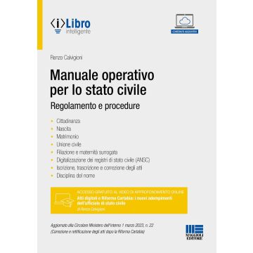 Manuale operativo per lo stato civile. Regolamento e procedure