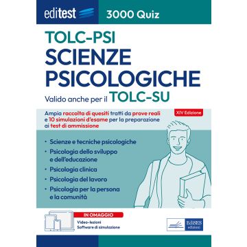 EdiTEST. Scienze Psicologiche TOLC-PSI. 3000 Quiz. 2025/2026. Ampia raccolta di quiz tratti da prove reali e 10 simulazioni per la preparazione ai test di ammissione. Con simulazione e videolezioni online - Edises