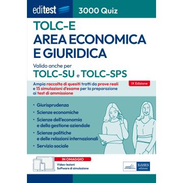 EdiTEST. Area economica e giuridica. 3000 quiz. 2025/25026. Ampia raccolta di quesiti tratti da prove reali e 15 simulazioni d'esame per la preparazione ai test di accesso. Con simulazione e video-lezioni online - Edises