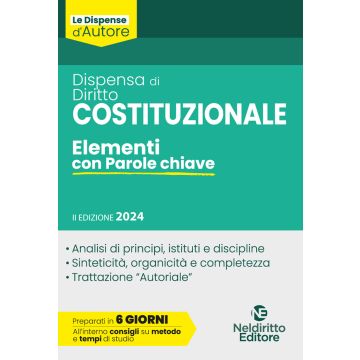 Dispensa di diritto costituzionale. Elementi con parole chiave 2024 - Neldiritto