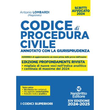 Codice di Procedura Civile. Annotato con la giurisprudenza 2024 (Codici Superiori Esame Avvocato 2024/2025) + Addenda di aggiornamento 