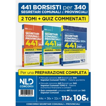 Kit concorso per 441 borsisti per 340 posti da segretari comunali e provinciali: Materie giuridiche + Materie economiche + Quiz commentati. Nuova ediz.