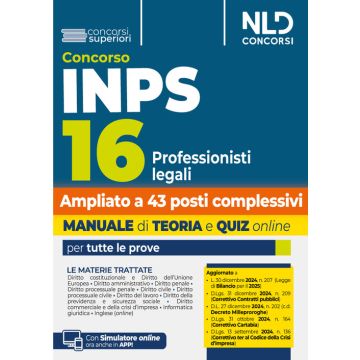 Concorso INPS 16 professionisti legali. Manuale teoria + quiz online per tutte le prove 2025