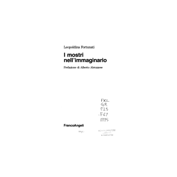 I Mostri Nell'immaginario  - Fortunati Leopoldina - Franco Angeli - 9788820493042