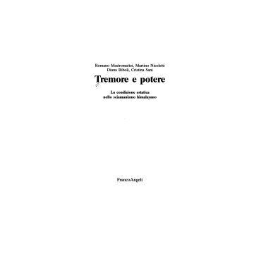 Tremore E Potere. La Condizione Estatica Nello Sciamanismo Himalayano - Mastromattei; Nicoletti; Riboldi; Sani - Franco Angeli - 9788820484958