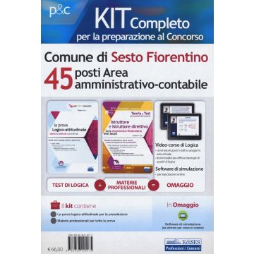 Kit completo per la preparazione al concorso Comune Sesto Fiorentino. 45 posti area amministrativo-contabile. Con software di simulazione. Con Video