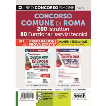 Comune di Roma 200 Istruttori 80 Funzionari Servizi Tecnici. Kit di preparazione alla prova scritta. Manuali di teoria e Quiz. Con espansione online. Con software di simulazione