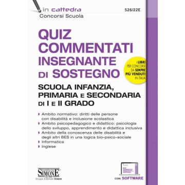 Quiz commentati insegnante di sostegno scuola infanzia primaria secondaria simone editore 2022