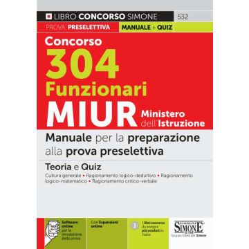Concorso 304 funzionari miur ministero dell'istruzione manuale prova preselettiva teoria e quiz simone edizioni