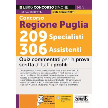 209 specialisti 306 assistenti concorso regione puglia quiz simone edizioni 2022