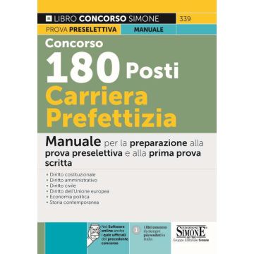 CONCORSO 180 POSTI CARRIERA PREFETTIZIA PROVA PRESELETTIVA MANUALE SIMONE