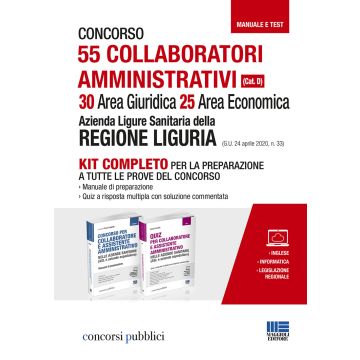 Concorso 55 collaboratori amministrativi (Cat. D). 30 Area Giuridica 25 Area Economica. Azienda Ligure Sanitaria della Regione Liguria (G.U. 24 aprile 2020, n. 33)